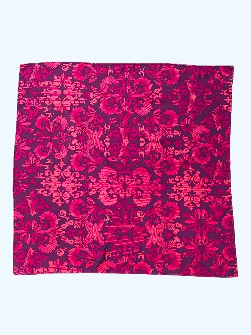 NWT SILKLETTE Floral Mosaic 100% Fine Silk Kerchief Scarf Red/Deep Purple